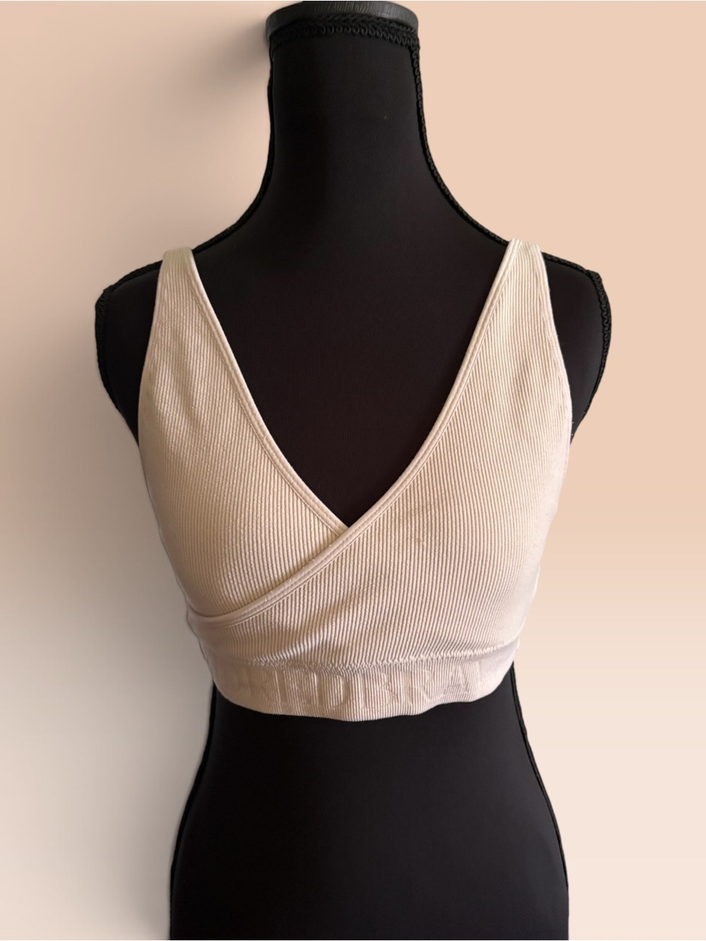 Kindred Bravely Cream Ribbed Wrap Bralette Top